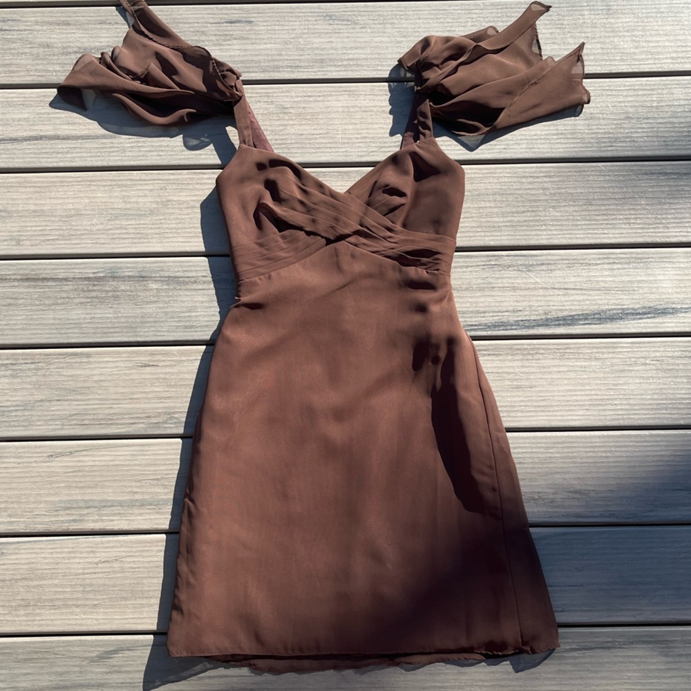 Alfred Angelo; Espresso Brown Bridesmaid Dress; Size 4; Minimal Wear